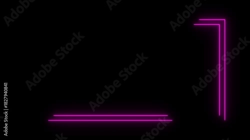 Neon Pink Glowing Frame Loop, Futuristic Light Border Animation Background.