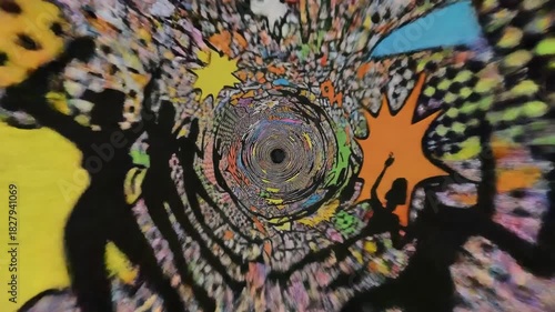 Psychedelic Pop Art Rave Tunnel Abstract Motion Background