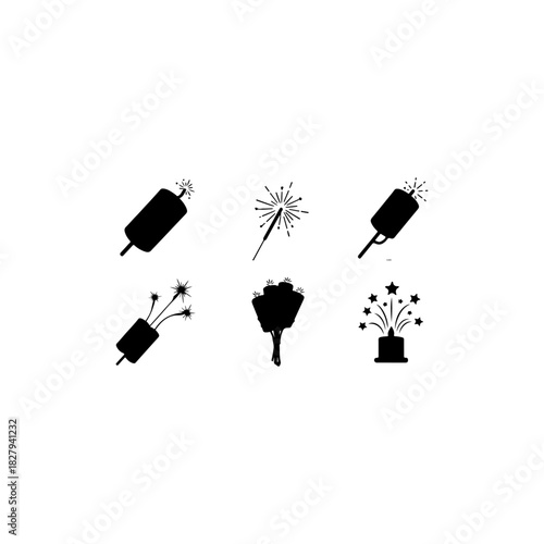 Fireworks and sparklers icons