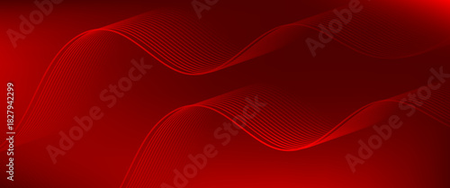 abstract wavy lines background. Abstract red wave background with smooth curved lines and gradient shades.