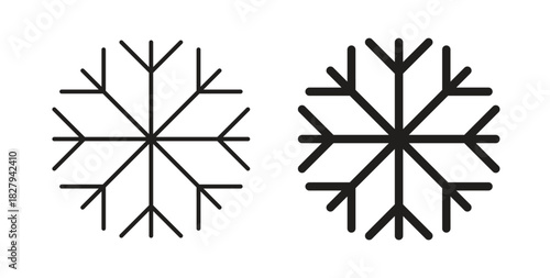Snowflake icons set. Simple line vector illustration