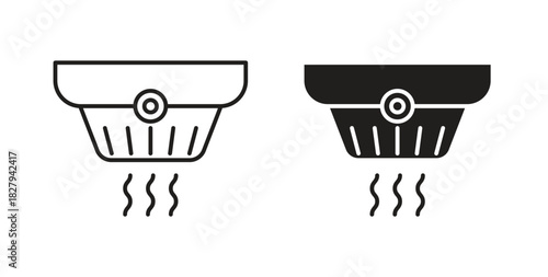 Smoke detector icons set. Simple line vector illustration