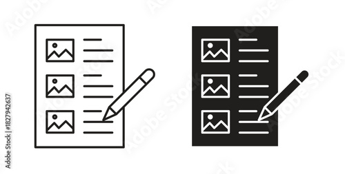 Storyboard icons set. Simple line vector illustration