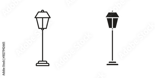 Street light icons set. Simple line vector illustration