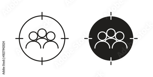 Target audience icons set. Simple line vector illustration