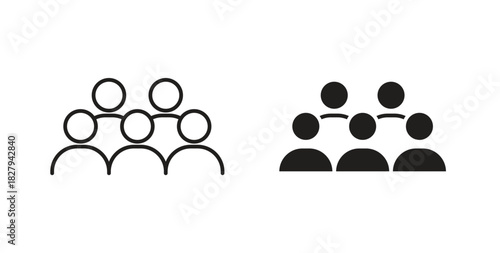 Team icons set. Simple line vector illustration