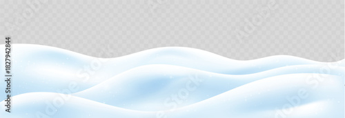 Realistic 3d snowdrift and snow ground for winter background or Christmas snowy scene vector illustration. White mounds and snow pile for holiday card and landscape poster. New Year isolated border