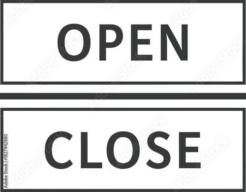 Simple open and close sign for business hours in black and white design