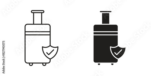 Travel insurance icons set. Simple line vector illustration