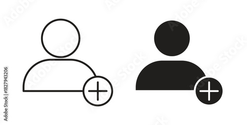 User add icons set. Simple line vector illustration