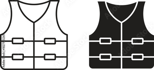 Vest jacket icons set. Simple line vector illustration