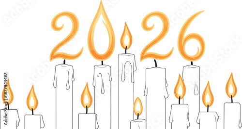 Illustration of candles spelling out 2026 against a white colored background