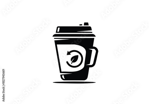 Eco-friendly reusable coffee cup icon for sustainable lifestyle branding and environmental awareness campaigns needing a modern and clean design element