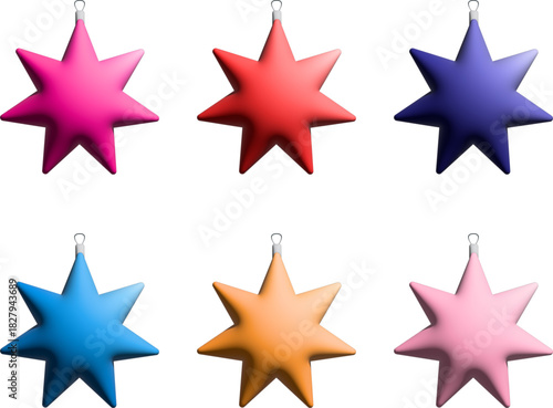Colorful Star Christmas Ornaments, Vibrant Festive Holiday Decorations Set