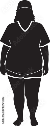 Silhouette of a person wearing at-shirt and shorts human figure on transparent background