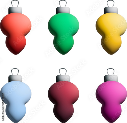 Colorful Abstract Christmas Ornaments, Modern Gradient Holiday Baubles Set