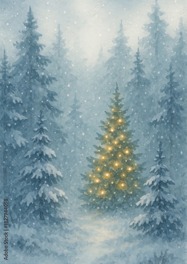Obraz premium Enchanted snowy forest scene.
