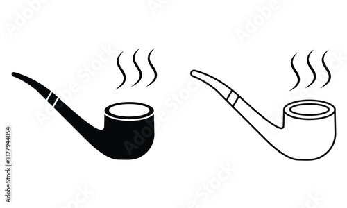 Smoke pipe icon vector. Silhouette of smoking pipe vector symbol. Tobacco pipe symbol or logo. Vector illustration.