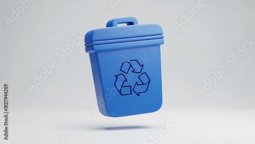 Blue plastic recycle bin or garbage container isolated on white background