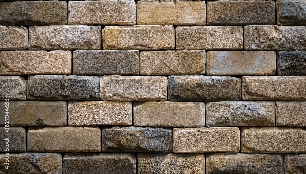 Fototapeta premium Block Wall Close Up Fragment Wall Stone Block Background