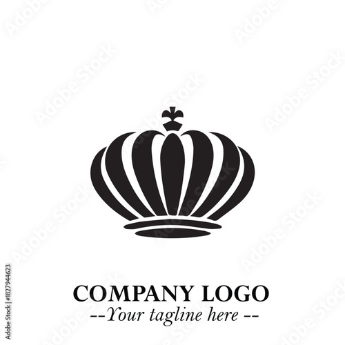 Elegant Black Crown Logo Symbol on a Clean White Background for Premium Branding Design