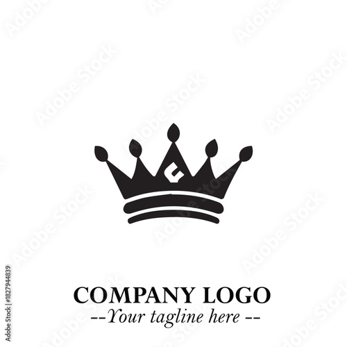 Elegant Black Crown Logo Symbol on a Clean White Background for Premium Branding Design