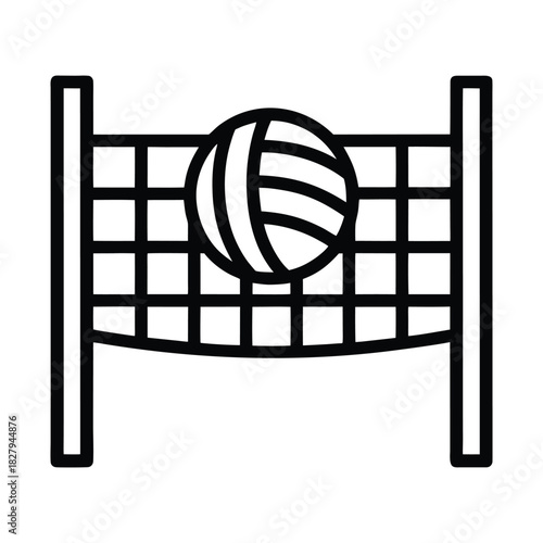 Vector illustration of a black and white volleyball and net