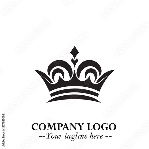 Elegant Black Crown Logo Symbol on a Clean White Background for Premium Branding Design