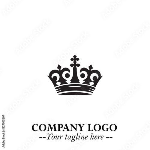 Elegant Black Crown Logo Symbol on a Clean White Background for Premium Branding Design