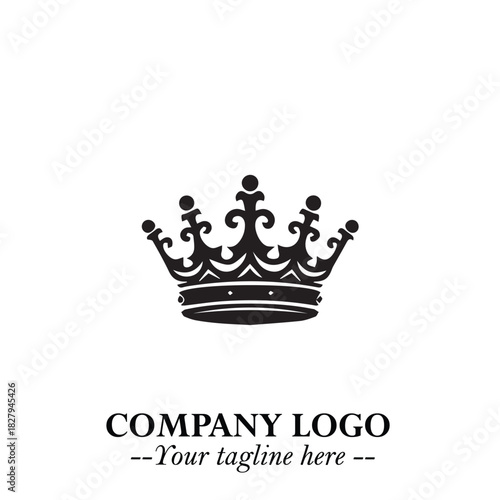 Elegant Black Crown Logo Symbol on a Clean White Background for Premium Branding Design
