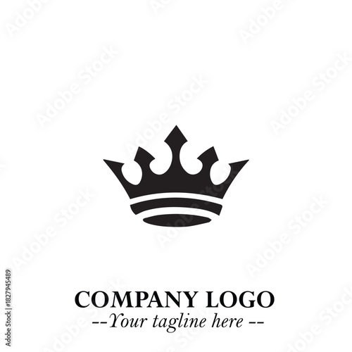 Elegant Black Crown Logo Symbol on a Clean White Background for Premium Branding Design