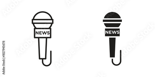 News microphone icon on white background. Stock vector icon