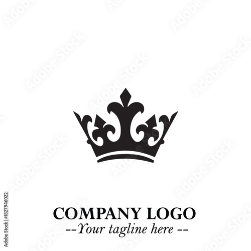 Elegant Black Crown Logo Symbol on a Clean White Background for Premium Branding Design