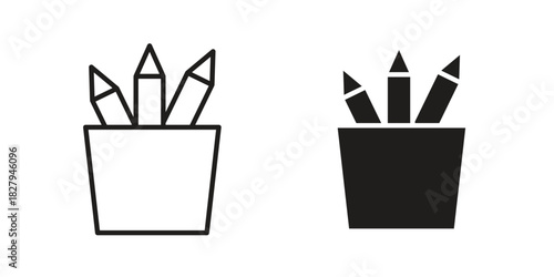 Pencil holder icon on white background. Stock vector icon