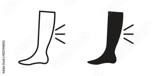 Shin pain icon on white background. Stock vector icon