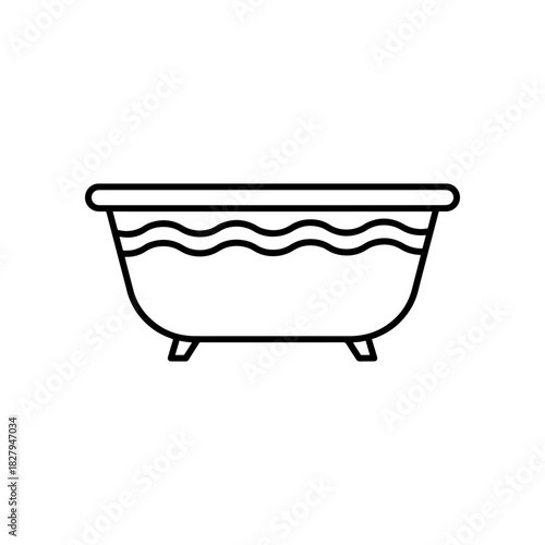 Elegant clawfoot bathtub line art icon for luxurious bathroom designs, perfect for spa promotions and modern home decor projects with clean, minimalist style