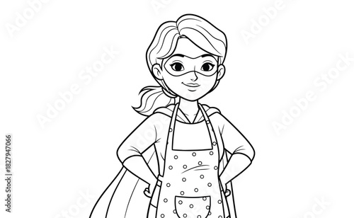 Empowered Superwoman Line Art Illustration Celebrating Women’s Rights