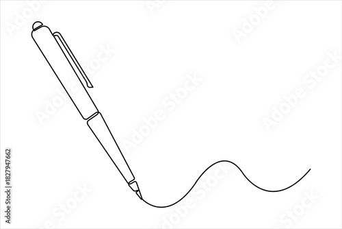 Continuous one line art drawing of Pen design. pen line art design for simple vector illustration