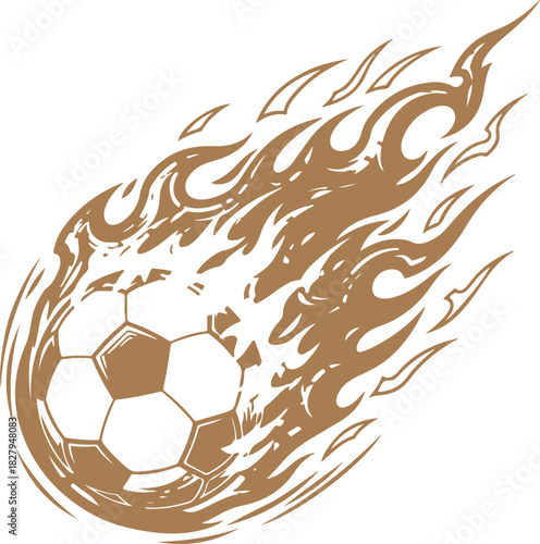 Soccer ball on fire graphic element with vector illustration