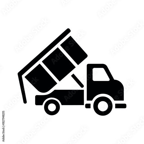 Garbage Truck Silhouette Icon. Waste Management Vector for Eco Friendly Prints.