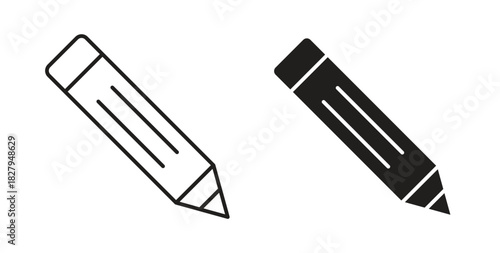 Pencil icons set isolated on white background flat vector illustration.