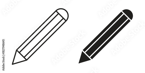 Pencil icons set isolated on white background flat vector illustration.