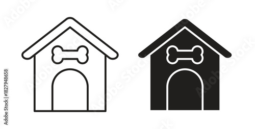 Pet house icons set isolated on white background flat vector illustration.