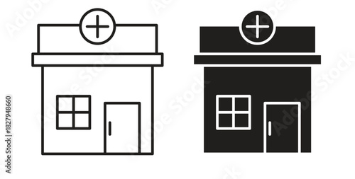 Pharmacy icons set isolated on white background flat vector illustration.