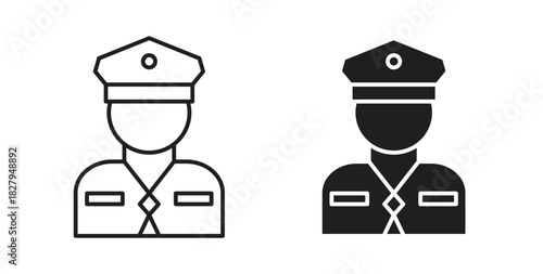 Police icons set isolated on white background flat vector illustration.