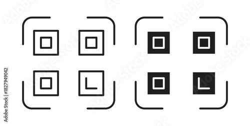 QR code icons set isolated on white background flat vector illustration.