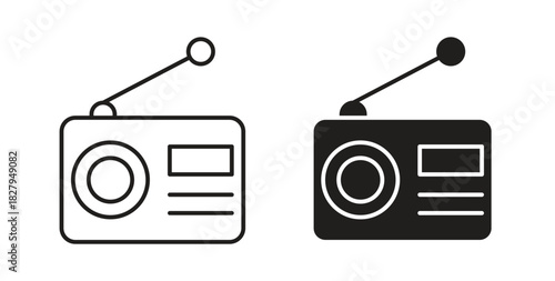 Radio icons set isolated on white background flat vector illustration.