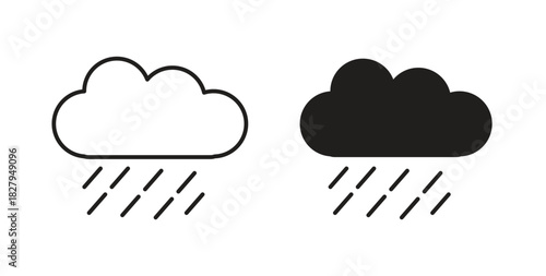 Rain icons set isolated on white background flat vector illustration.