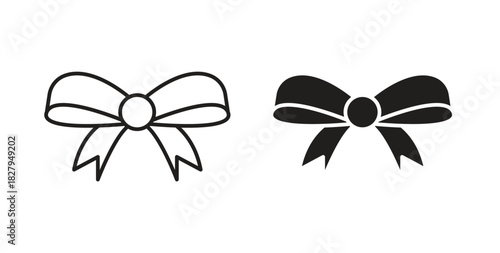 Ribbon icons set isolated on white background flat vector illustration.