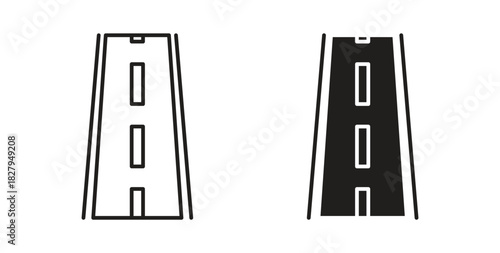 Road icons set isolated on white background flat vector illustration.